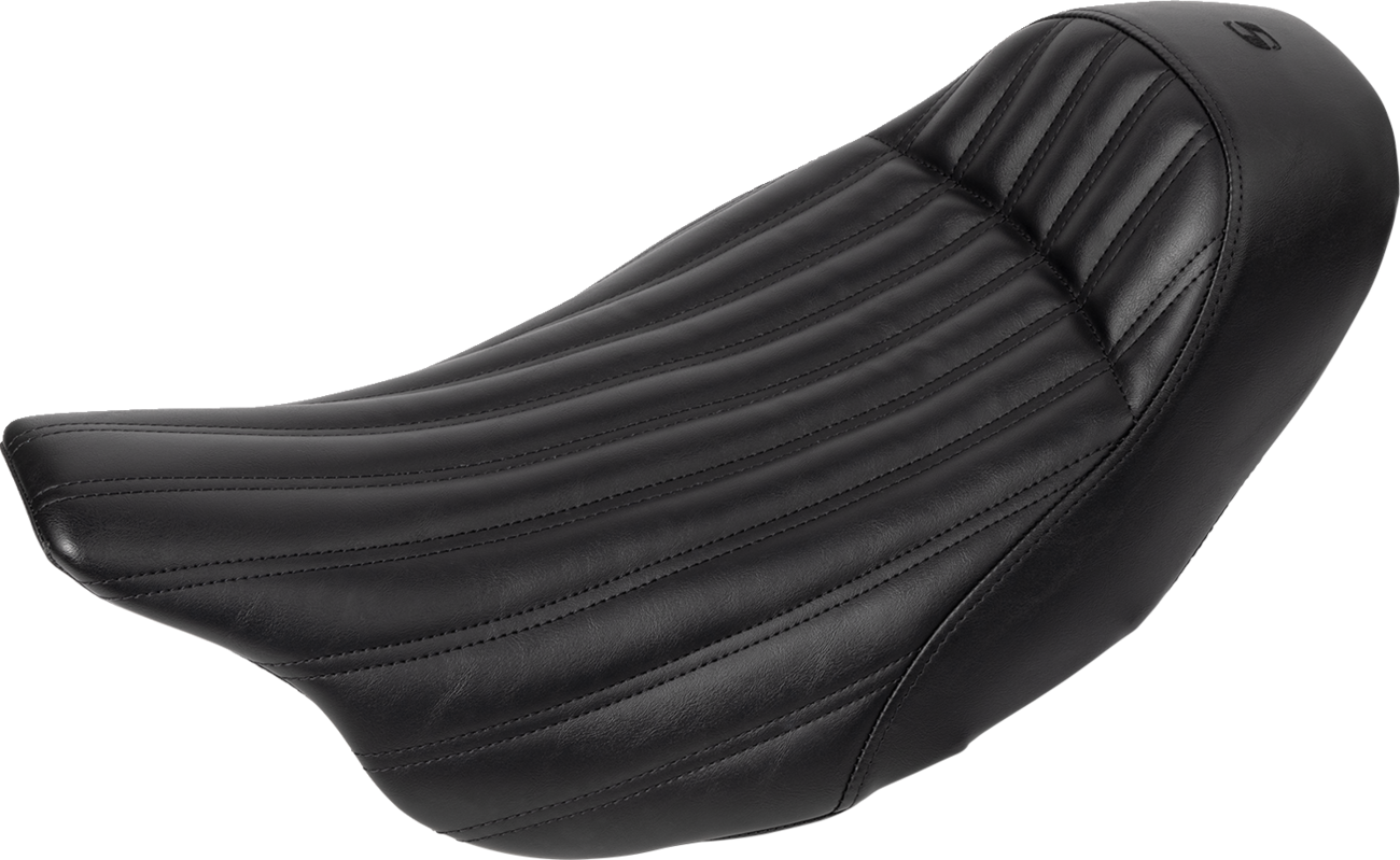 SADDLEMEN Knuckle Solo Seat - Ribbed - Black - FL '08-'24
