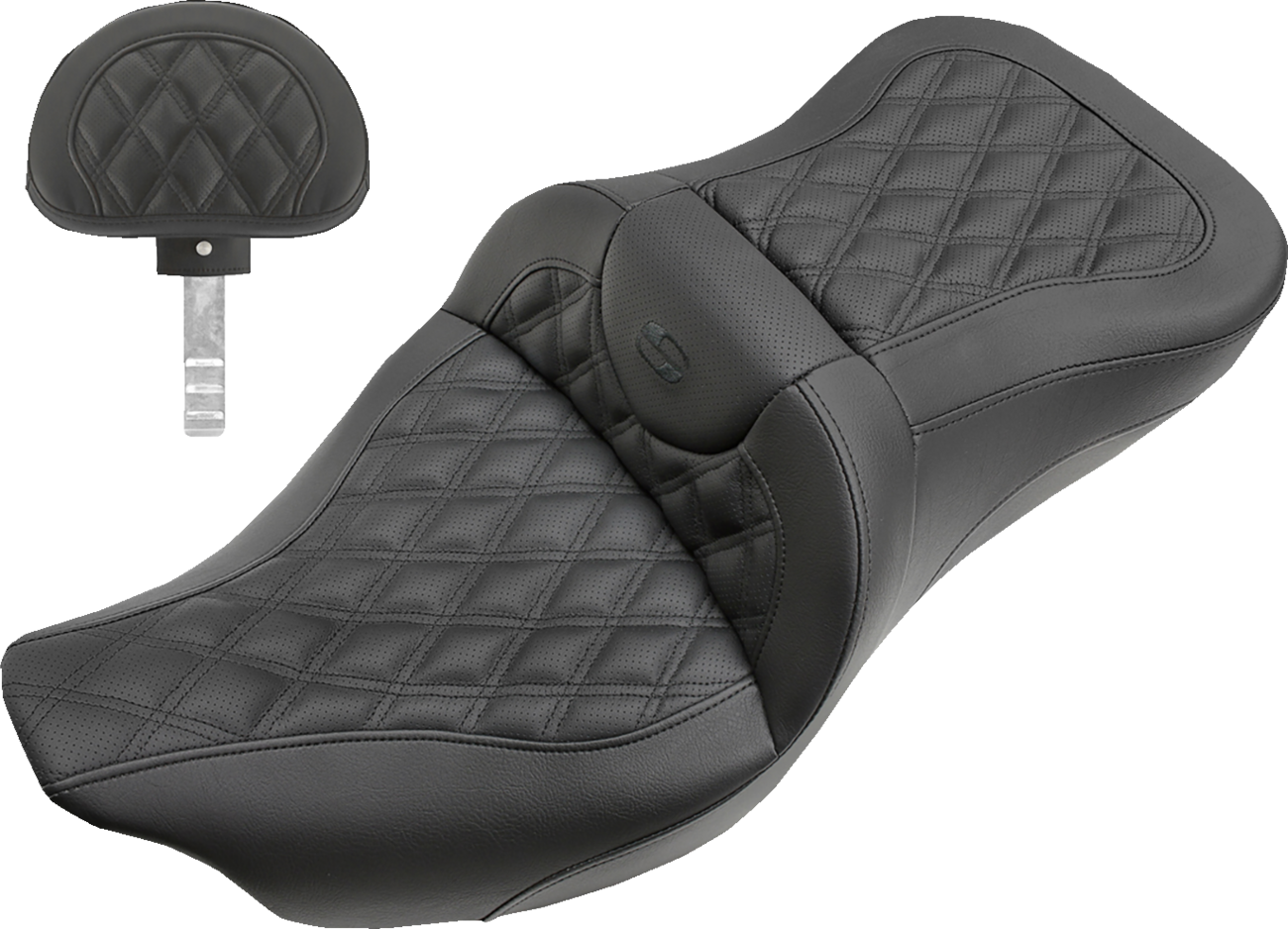 SADDLEMEN Extended Reach Roadsofa™ Seat - Lattice Stitched - Backrest - FL '08-'24