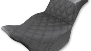 SADDLEMEN Step-Up Seat - Front Lattice Stitch - Black - FL '08-'24