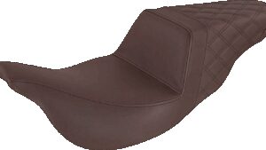 SADDLEMEN Step-Up Seat - Rear Lattice Stitch - Brown - FL '08-'24