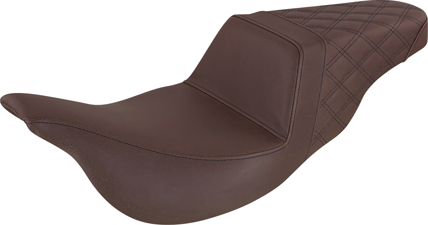 SADDLEMEN Step-Up Seat - Rear Lattice Stitch - Brown - FL '08-'24