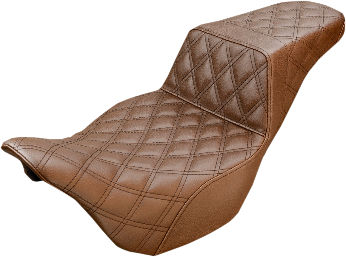 SADDLEMEN Step-Up Seat - Full Lattice Stitch - Brown - FL '08-'24