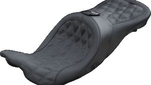 DANNY GRAY Longhaul 2Up Seat - Air - w/ Driver Backrest Capability - Double Diamond w/ Gray Stitch - FL '08-'23