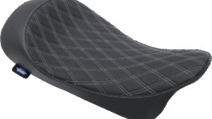 DRAG SPECIALTIES SEATS Low Solo Seat - Double Diamond - Silver Stitch - FL '08-'23