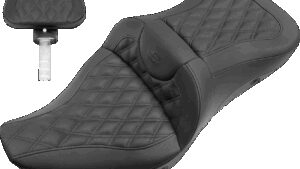 SADDLEMEN Roadsofa™ Seat - with Backrest - Full Lattice Stitch - Heated - FLH/FLT '08-'24
