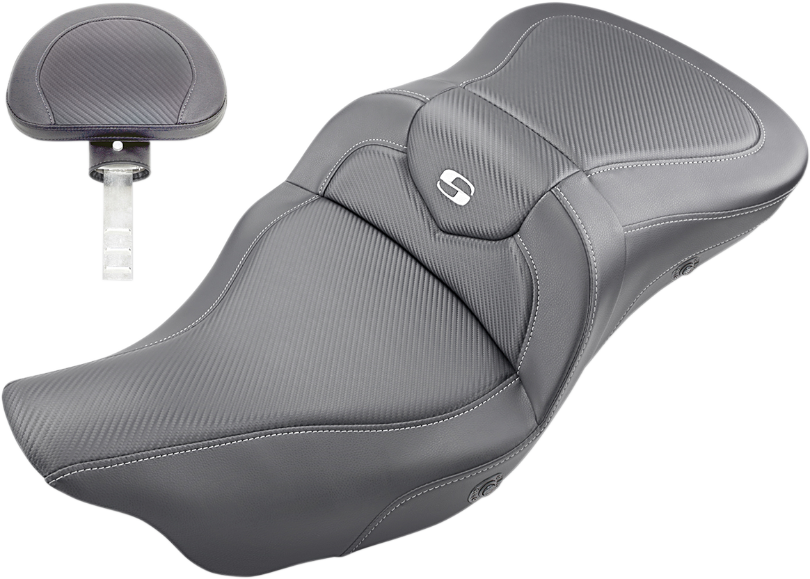 SADDLEMEN Extended Reach Roadsofa™ Seat - Carbon Fiber - Backrest - Heated - FL '08-'24