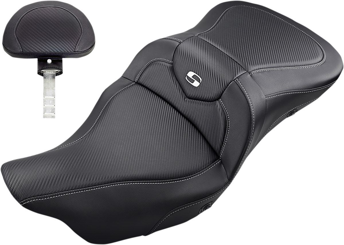 SADDLEMEN Heated Roadsofa™ Seat - Carbon Fiber - w/ Backrest - FL '08-'24