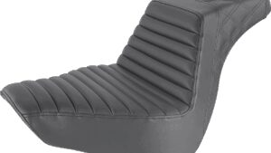 SADDLEMEN Step-Up Seat - Front Tuck-n-Roll/Rear Lattice Stitch - Black - FL/FX '18-'24