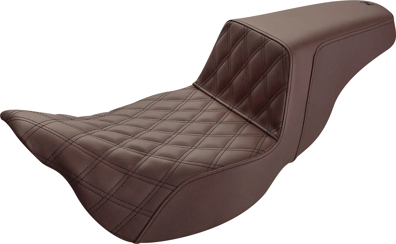 SADDLEMEN Step-Up Seat - Extended Reach - Front Lattice Stitch - Brown - FL '08-'24