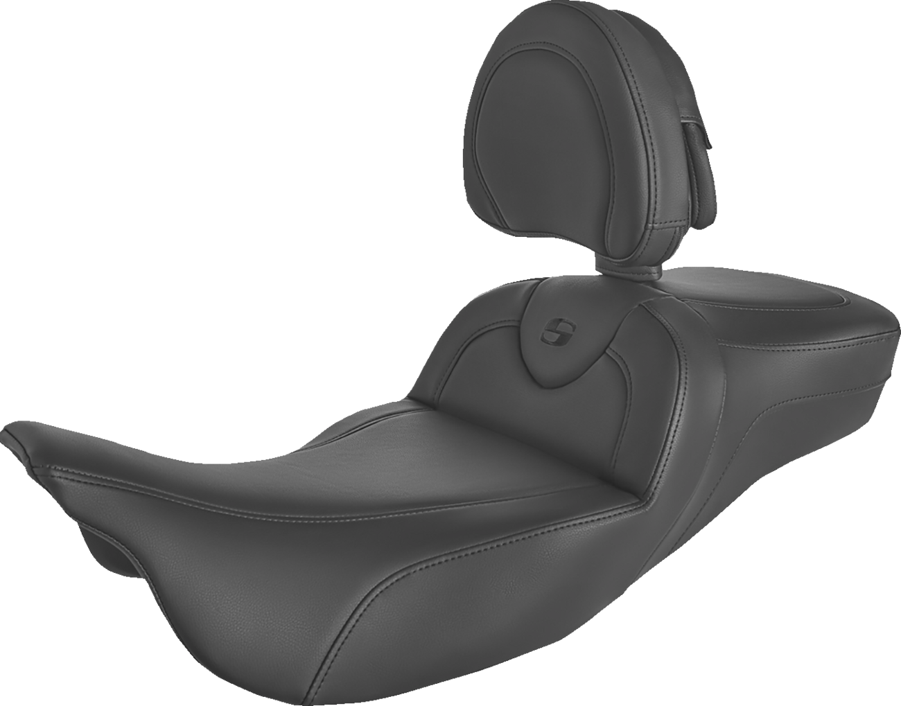 SADDLEMEN Roadsofa™ Extended Reach Seat - Black/Black Stitching - w/ Backrest - FL '08-'24