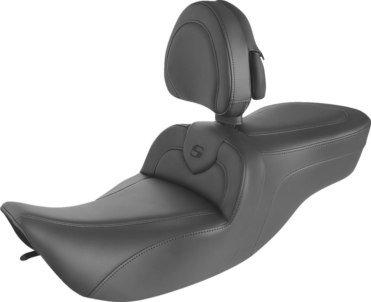 SADDLEMEN RoadSofa™ Seat - with Backrest - Black w/ Black Stitching