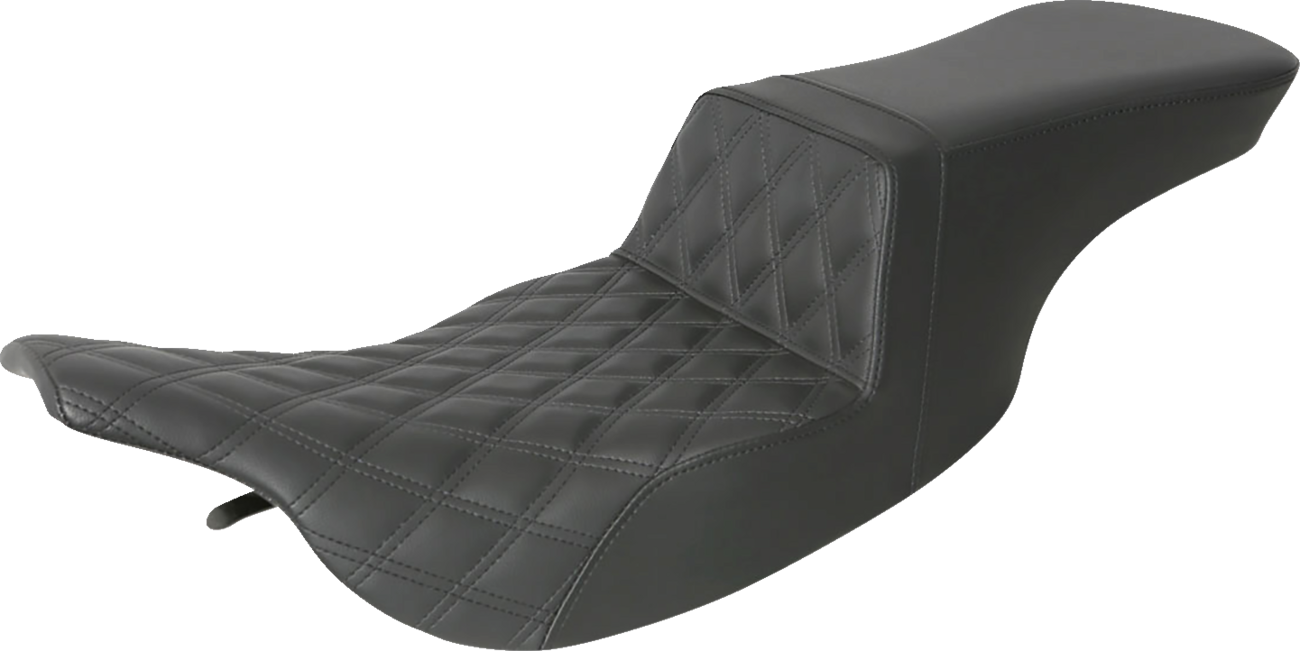 SADDLEMEN Tour Step-Up Seat - Front Lattice Stitch - Black - FL '97-'07