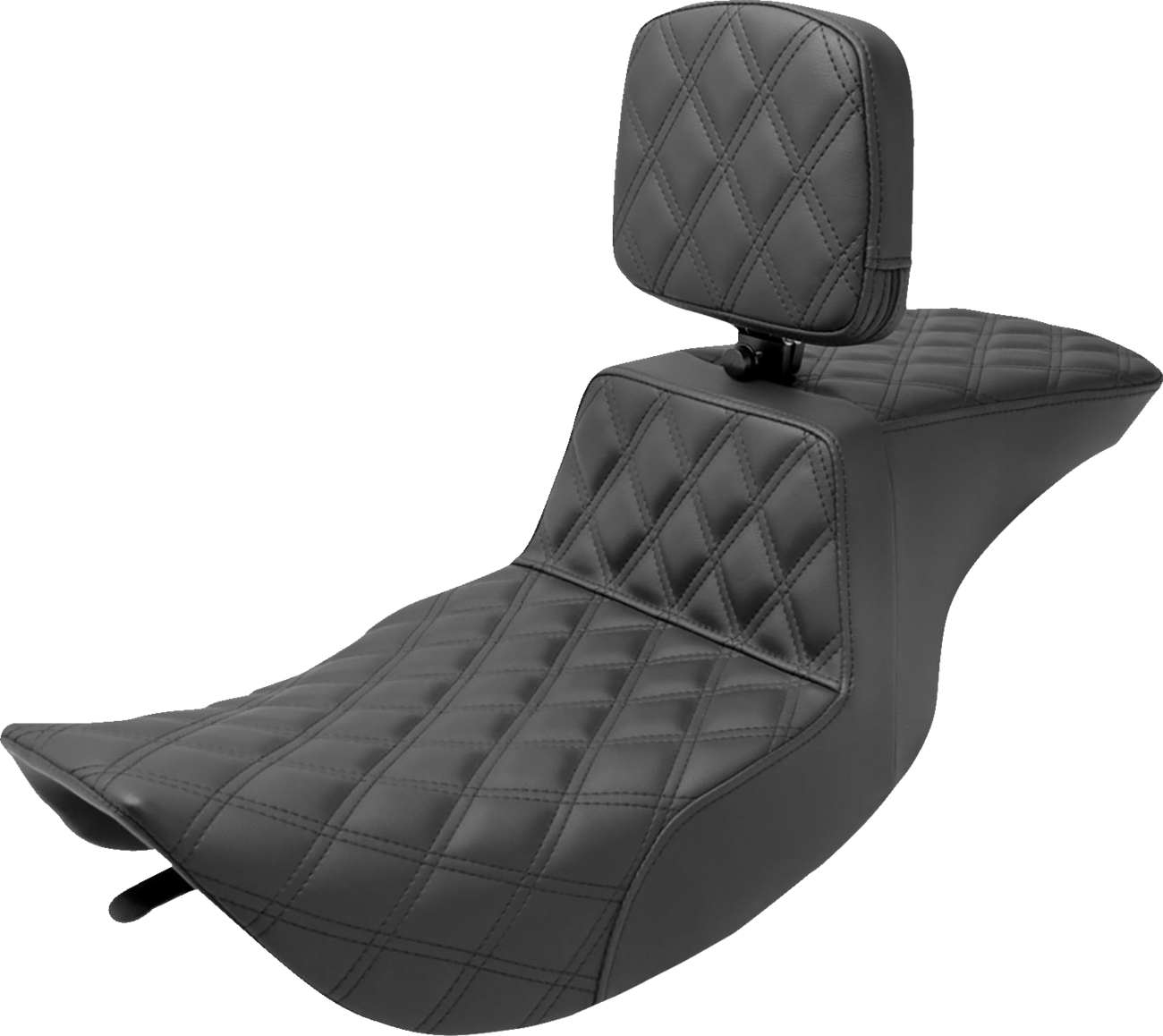 SADDLEMEN Tour Step-Up Seat - Rider Backrest - Full Lattice Stitch - FLHR/FLHX '97-'07