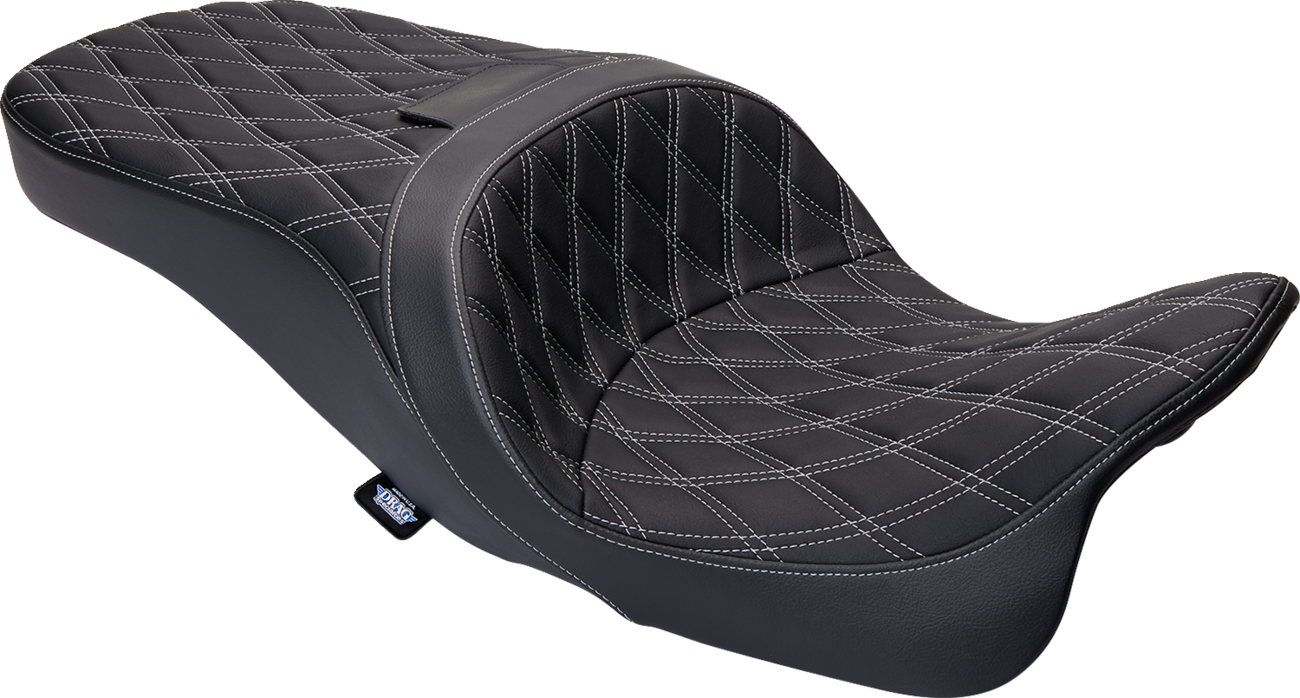 DRAG SPECIALTIES SEATS Freedom Seat - Vinyl - Double Diamond Silver Stitch - FLH '09-'23