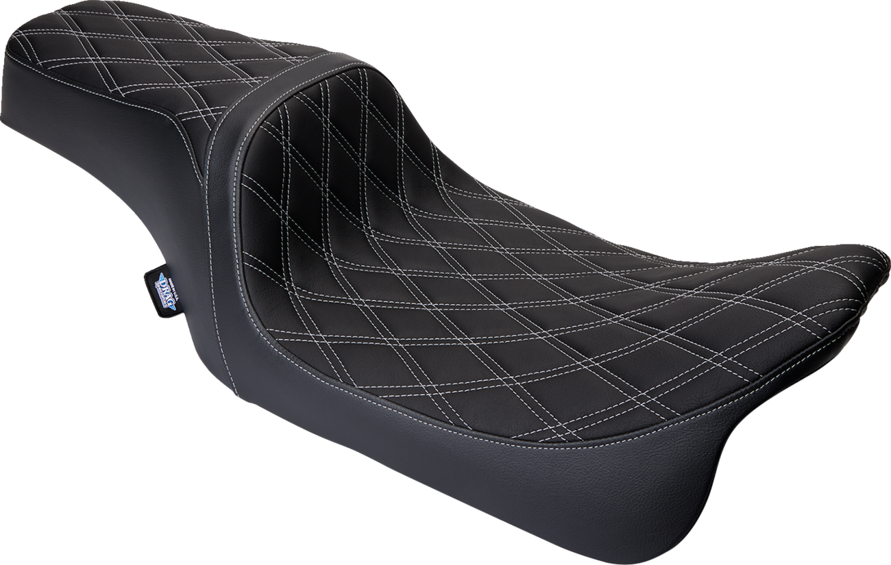 DRAG SPECIALTIES SEATS Predator 1Up Seat - Vinyl - Double Diamond Silver Stitch - FLH '08-'23