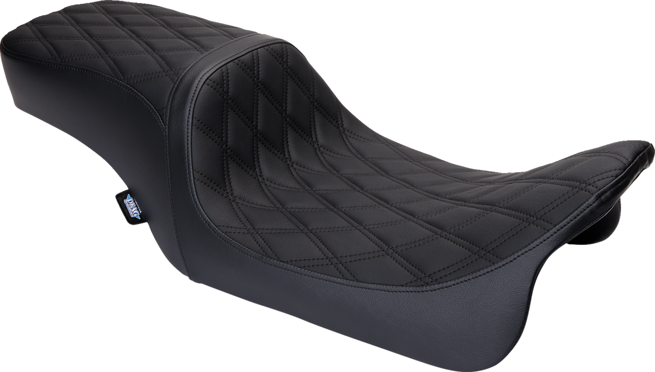 DRAG SPECIALTIES SEATS Predator 2-Up Seat - Vinyl - Double Diamond Black Stitch - w/o Backrest - FLH '08-'23