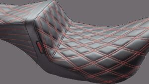 LE PERA Tailwhip Seat - Double Diamond w/ Red Thread - Black - FL '08-'24