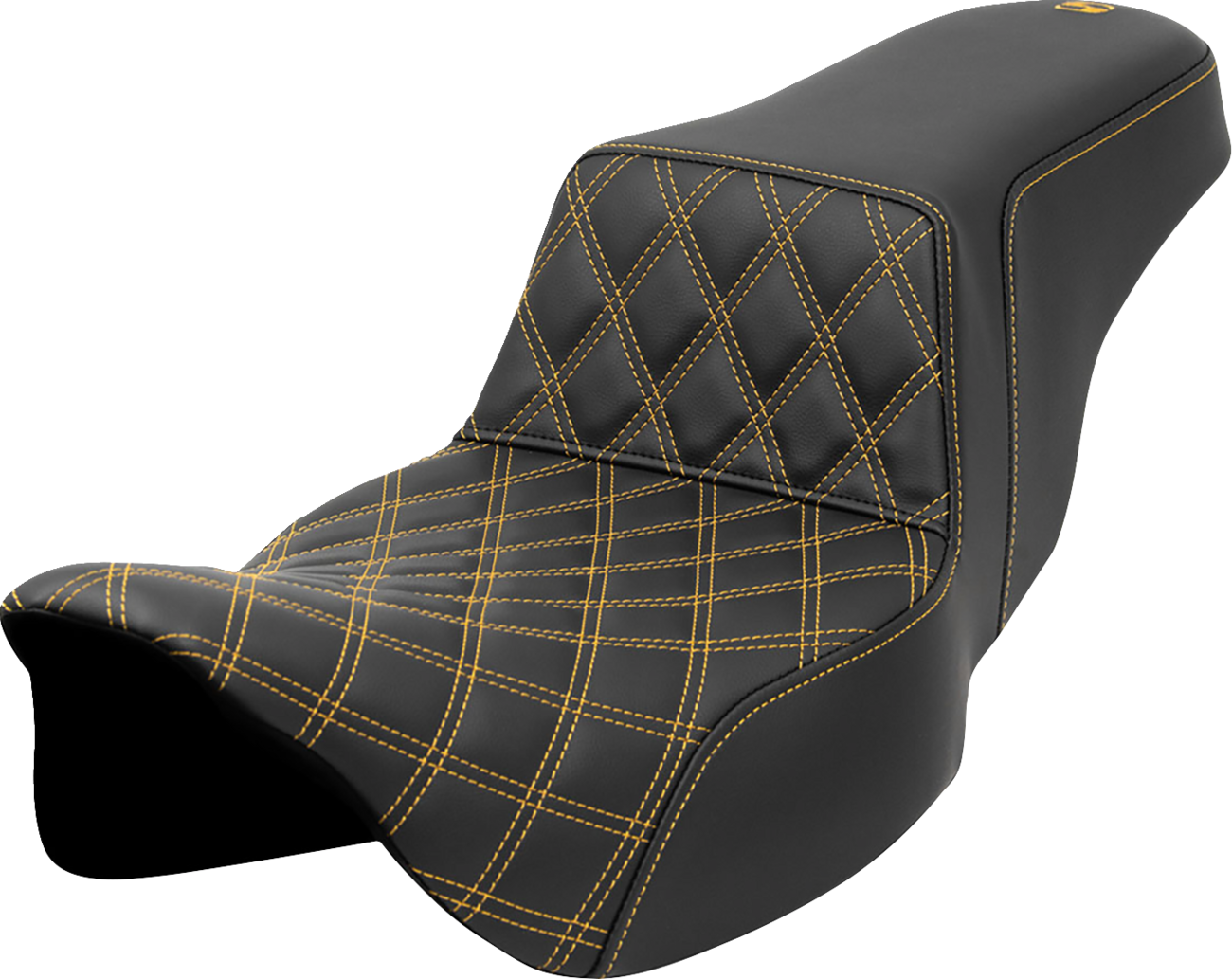 SADDLEMEN Step-Up Seat - Front Lattice Stitch - Gold Stitch - Extended Reach - FLH/FLT '08-'23