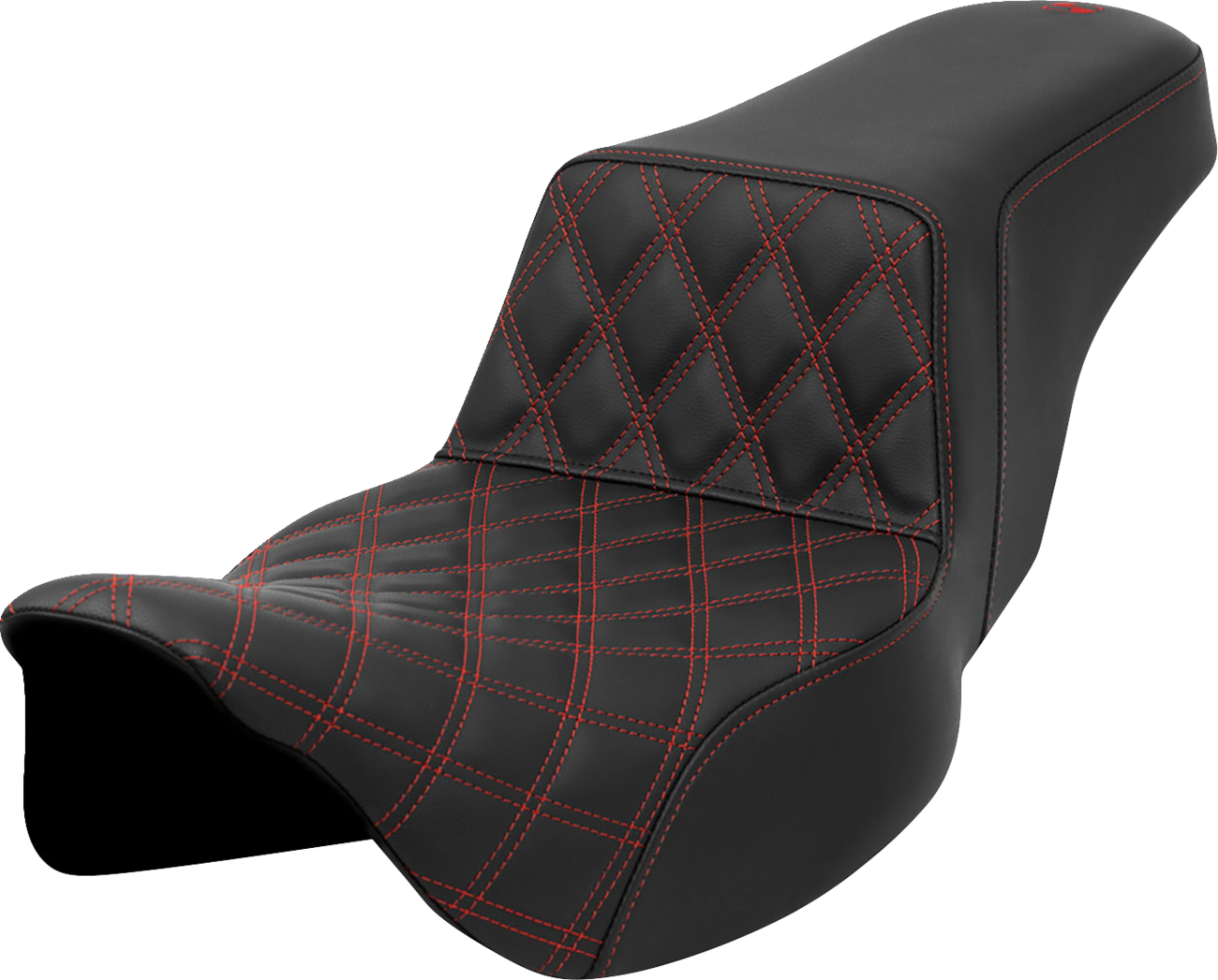 SADDLEMEN Step-Up Seat - Front Lattice Stitch - Red Stitch - Extended Reach - FLH/FLT '08-'23