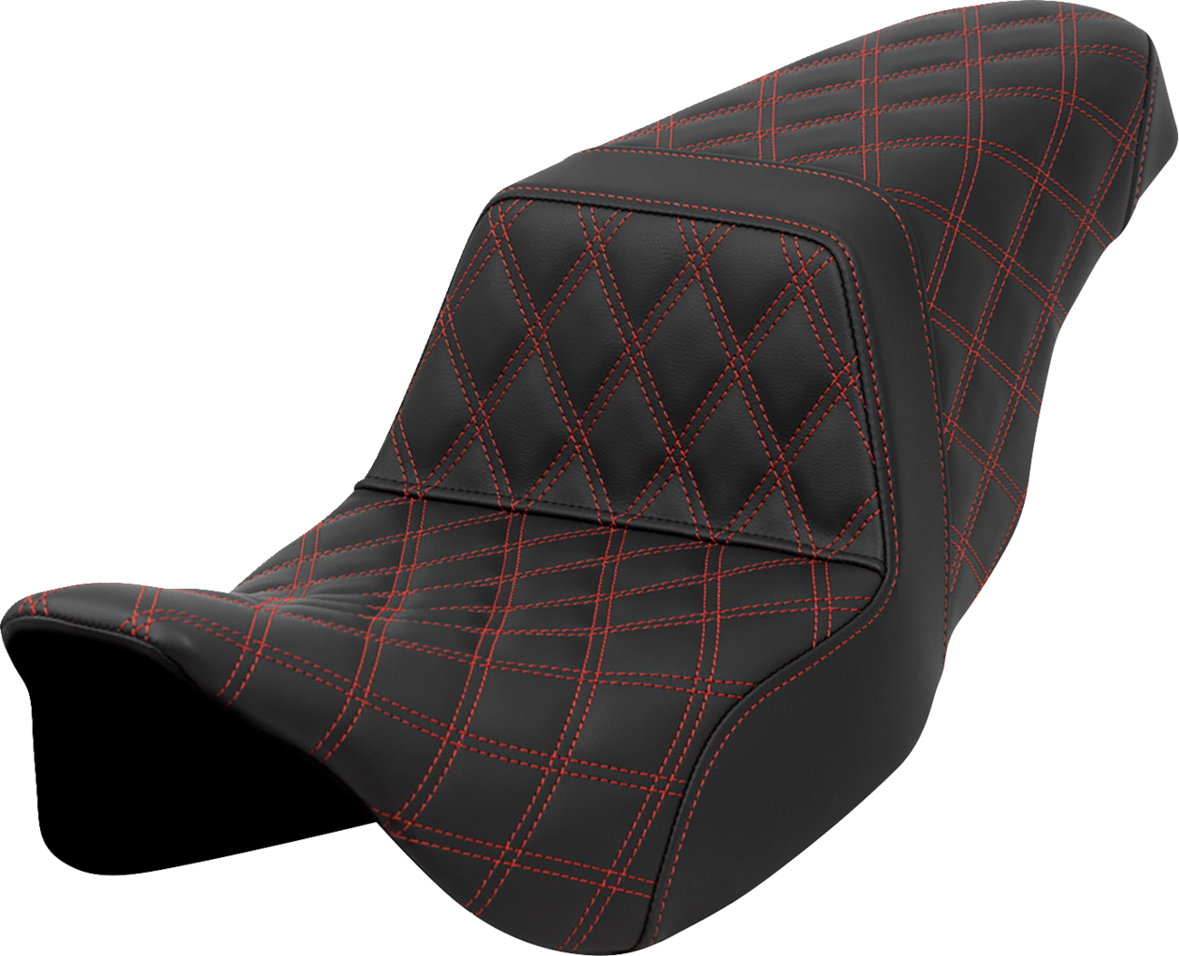 SADDLEMEN Step-Up Seat - Lattice Stitch - Red Stitch - FLH/FLT '08-'23