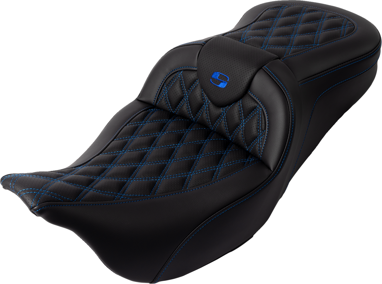 SADDLEMEN Roadsofa™ Seat - with Backrest - Blue Stitch - FL '08-'23