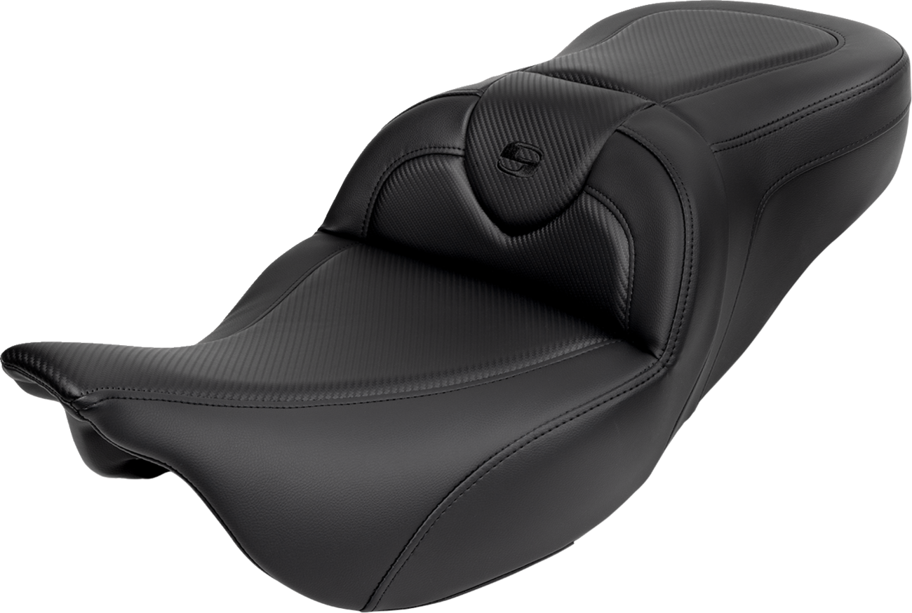SADDLEMEN Roadsofa™ Seat - with Backrest - Carbon Fiber - Black Stitch - FL '08-'19
