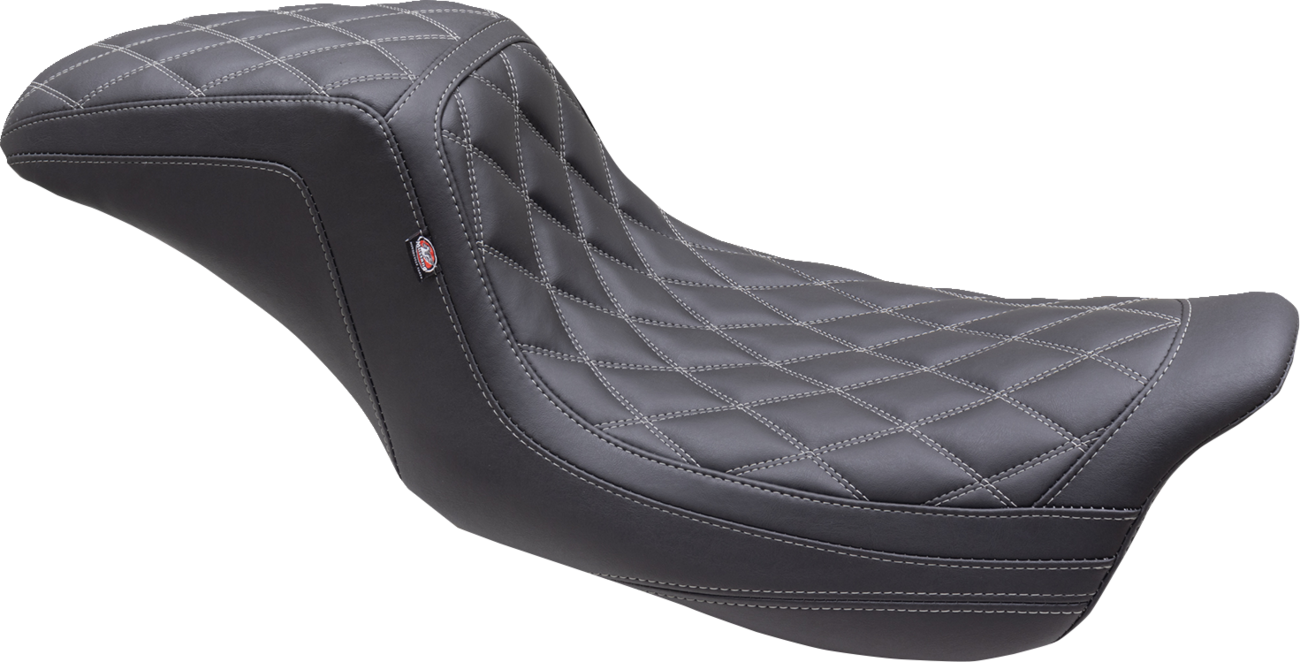 MUSTANG One Piece 2-Up Squareback Seat - Double Diamond - Gun Metal Stitch - FL '08-'24