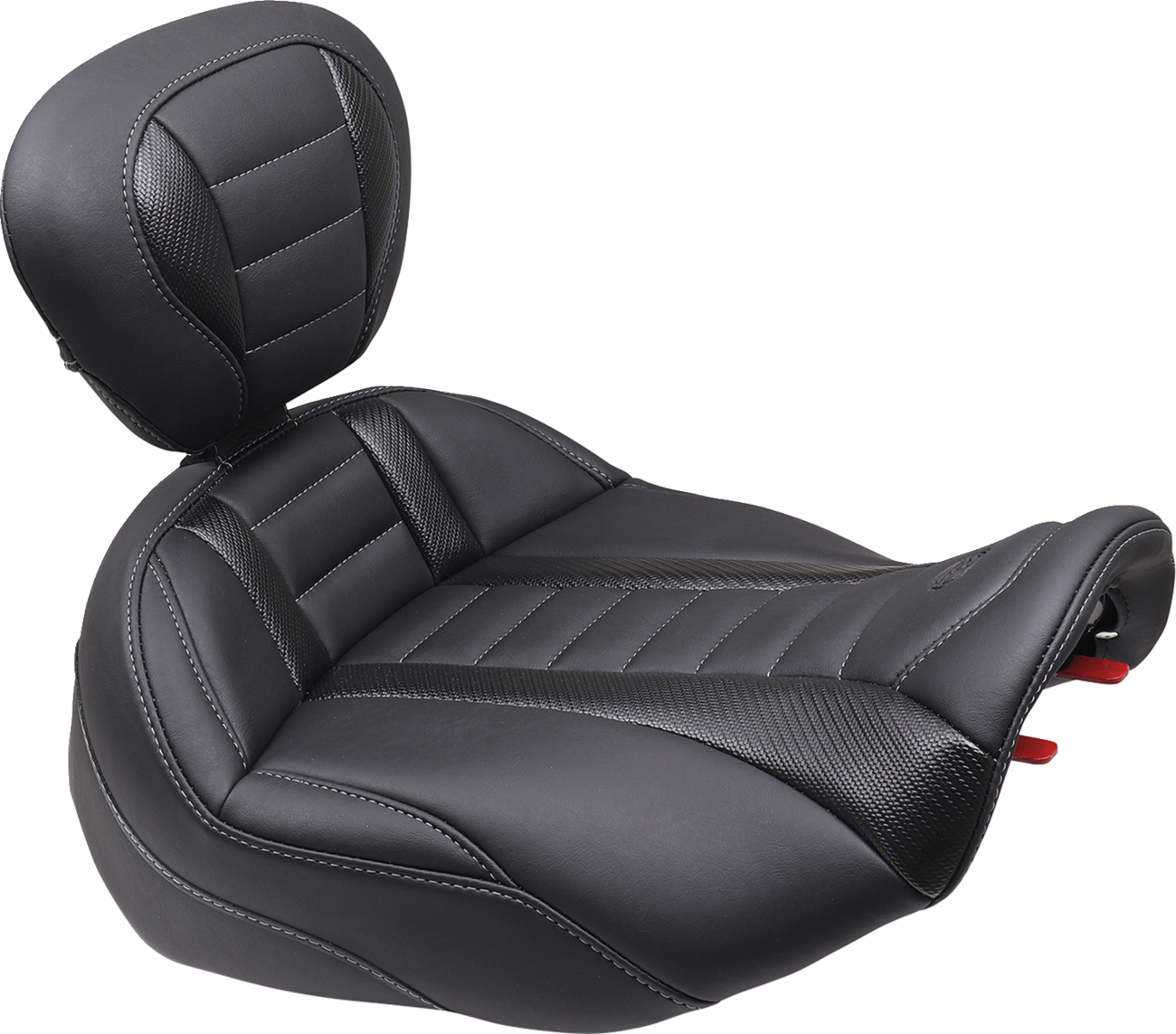 MUSTANG Deluxe Touring Solo Seat - w/ Backrest - Gunmetal Stitch - FLT/FLH '23-'24