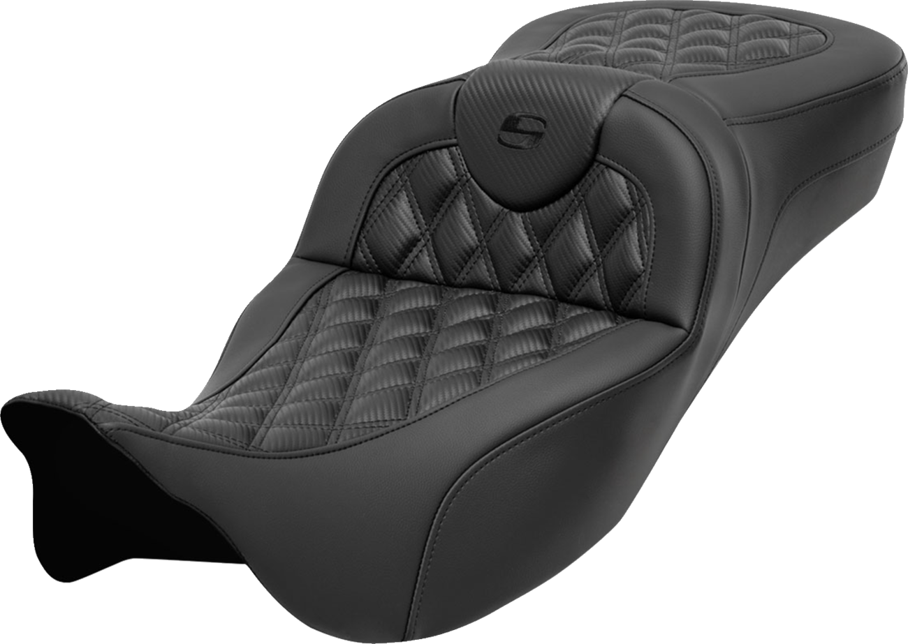 SADDLEMEN Roadsofa™ Extended Reach Seat - without Backrest - Lattice Stitch - Carbon Fiber - FL '08-'24