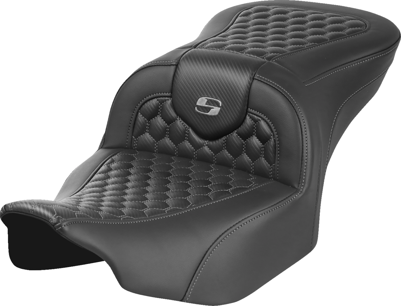 SADDLEMEN Roadsofa™ Seat - without Backrest - Honeycomb - Gray Stitch - FLTR/FLHX '23-'24
