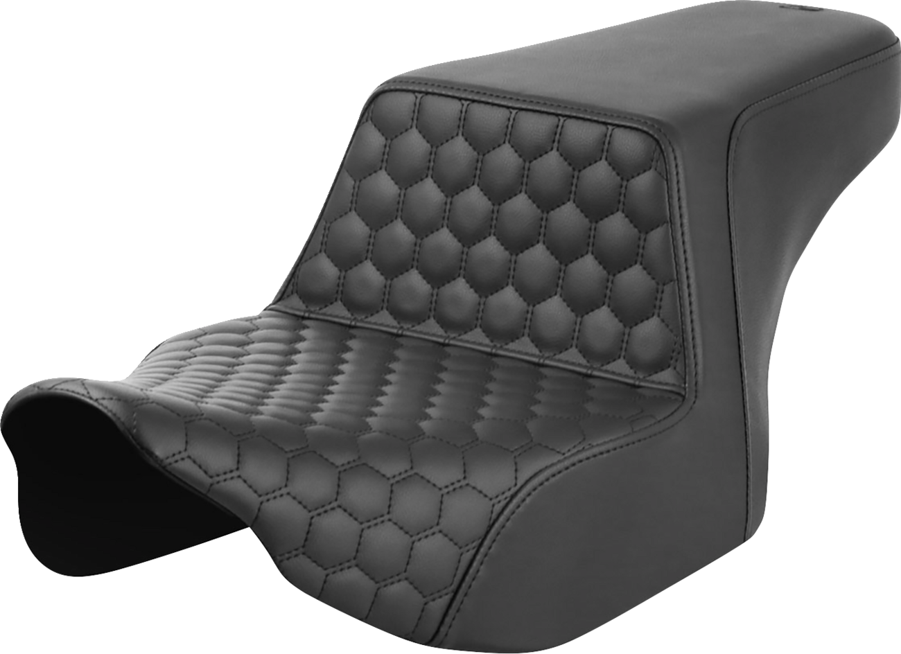 SADDLEMEN Step-Up Seat - Front Honeycomb - Black Stitching - FL '23-'24