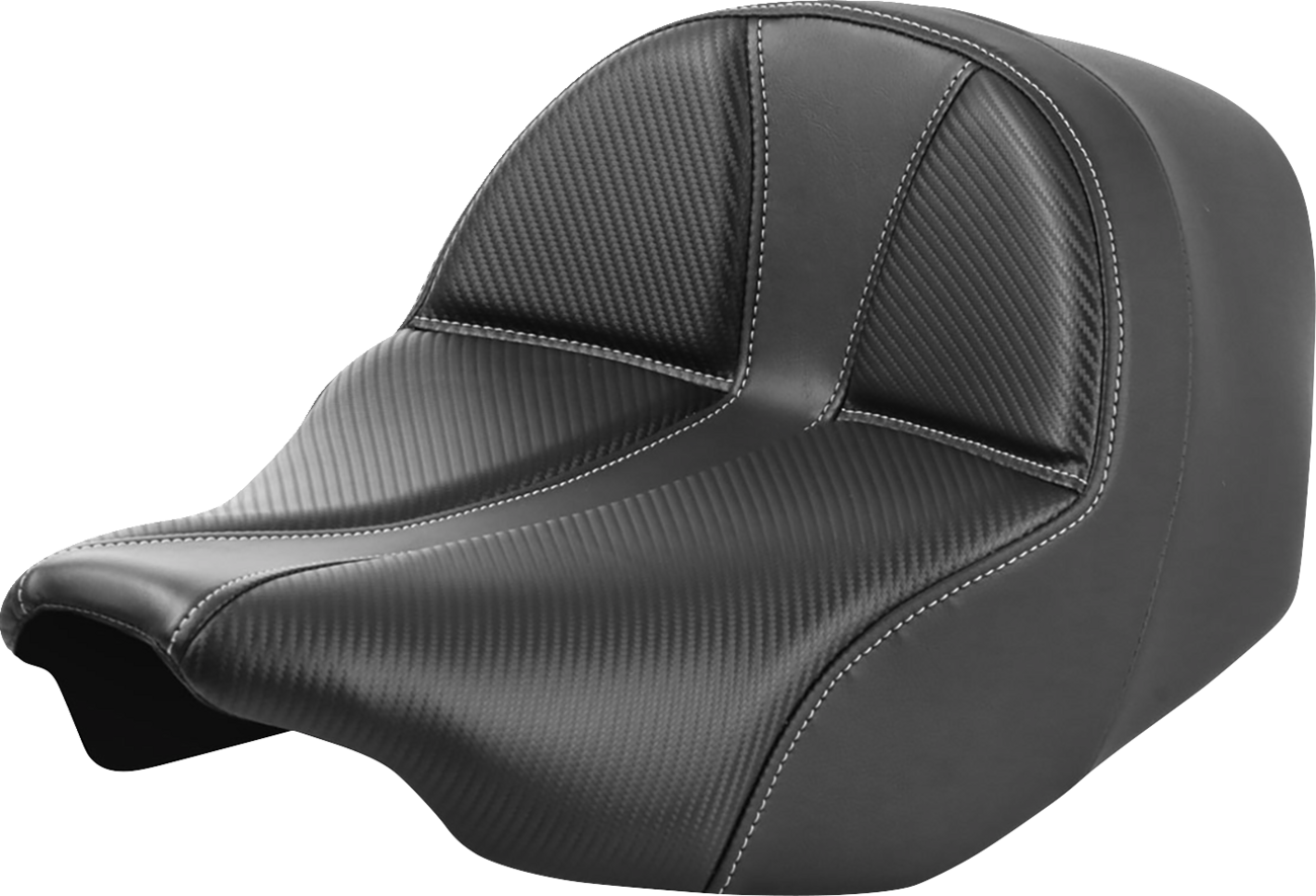 SADDLEMEN Dominator Solo Seat - Carbon Fiber w/ Silver Stitch - FLT/FLH '23-'24