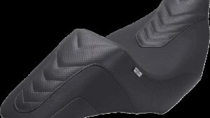 MUSTANG Kodlin Signature Series Squareback™ Seat - Black w/ Gunmetal Stitch - FLH/FLT '23-'24