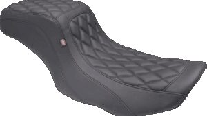 MUSTANG One Piece 2-Up Squareback Seat - Double Diamond - Black Stitch - FLH/FLT '23-'24
