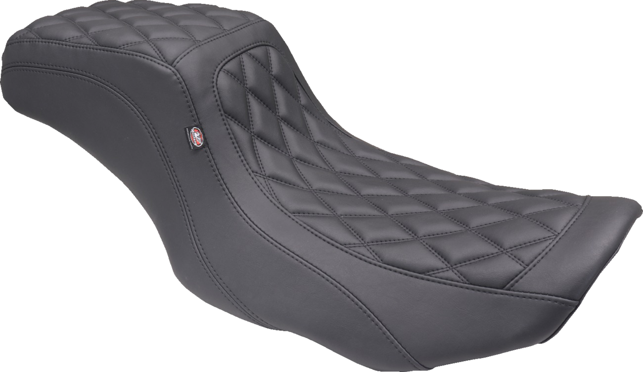MUSTANG One Piece 2-Up Squareback Seat - Double Diamond - Black Stitch - FLH/FLT '23-'24