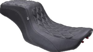 MUSTANG One Piece 2-Up Squareback Seat - Double Diamond - Gunmetal Stitch - FLH/FLT '23-'24