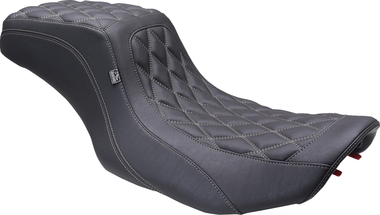 MUSTANG One Piece 2-Up Squareback Seat - Double Diamond - Gunmetal Stitch - FLH/FLT '23-'24