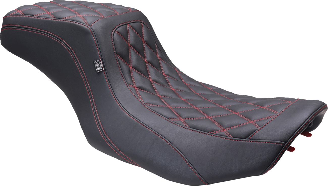 MUSTANG One Piece 2-Up Squareback Seat - Double Diamond - Black Cherry Stitch - FLH/FLT '23-'24