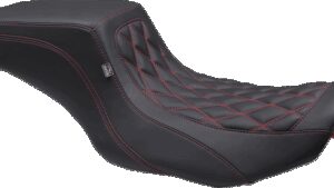 MUSTANG One Piece 2-Up Squareback Seat - Double Diamond - Black Cherry Stitch - FLH/FLT '23-'24