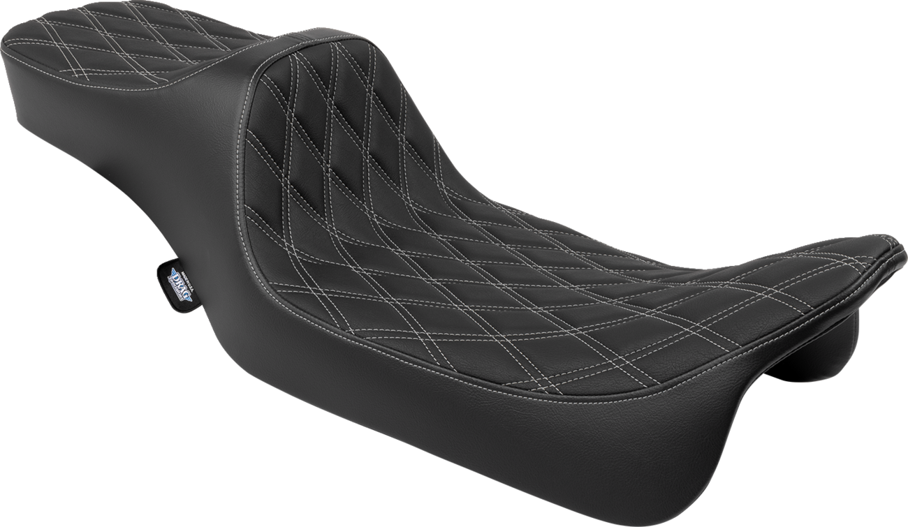 DRAG SPECIALTIES SEATS Predator III Seat - Extended Reach - Double Diamnd - Silver Stitching - FLH/FLT '08-'24