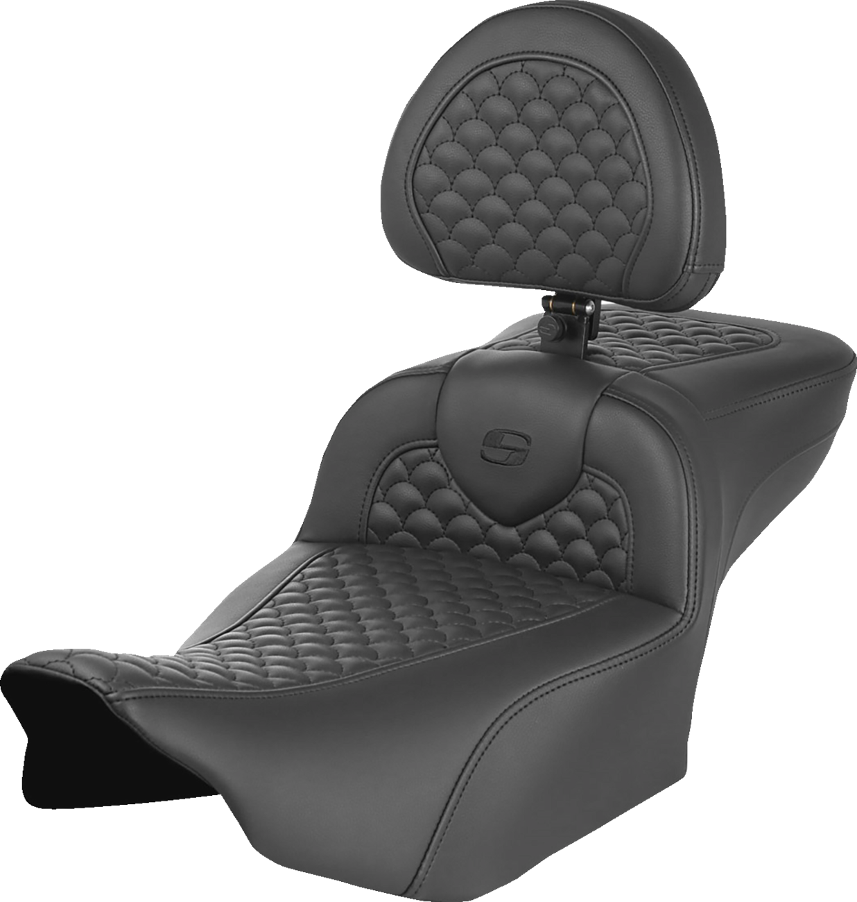SADDLEMEN Roadsofa™ Seat - Dragon Scale Stitch - w/ Backrest - Extended Reach - FLTR/FLHX '23-'25