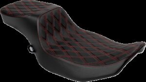 DRAG SPECIALTIES SEATS Performance Predator 2-Up Seat - Extended Reach - Vinyl - Red Double Diamond Stitch