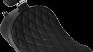 DRAG SPECIALTIES SEATS Solo Front Seat - Double Diamond - Black Stitch - w/ Backrest Option - FL '08-'23