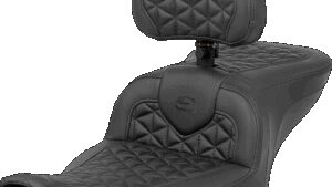 SADDLEMEN RoadSofa™ Tri Gripper Seat - Standard Reach - w/ Backrest - FLH/FLT '23-'24