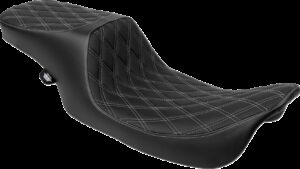 DRAG SPECIALTIES SEATS Predator 2-Up Seat - Vinyl - Double Diamond - Silver Stitching- w/o Backrest - FL '97-'07