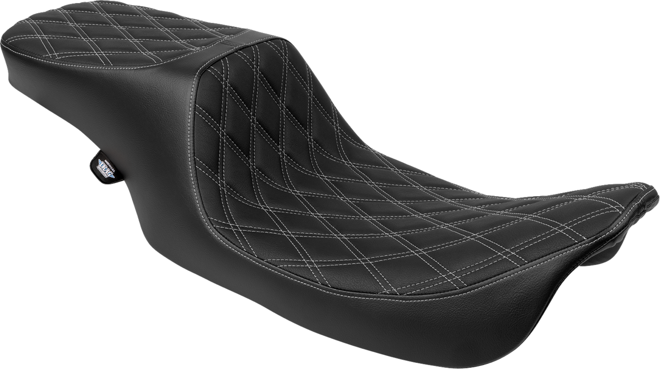 DRAG SPECIALTIES SEATS Predator 2-Up Seat - Vinyl - Double Diamond - Silver Stitching- w/o Backrest - FL '97-'07