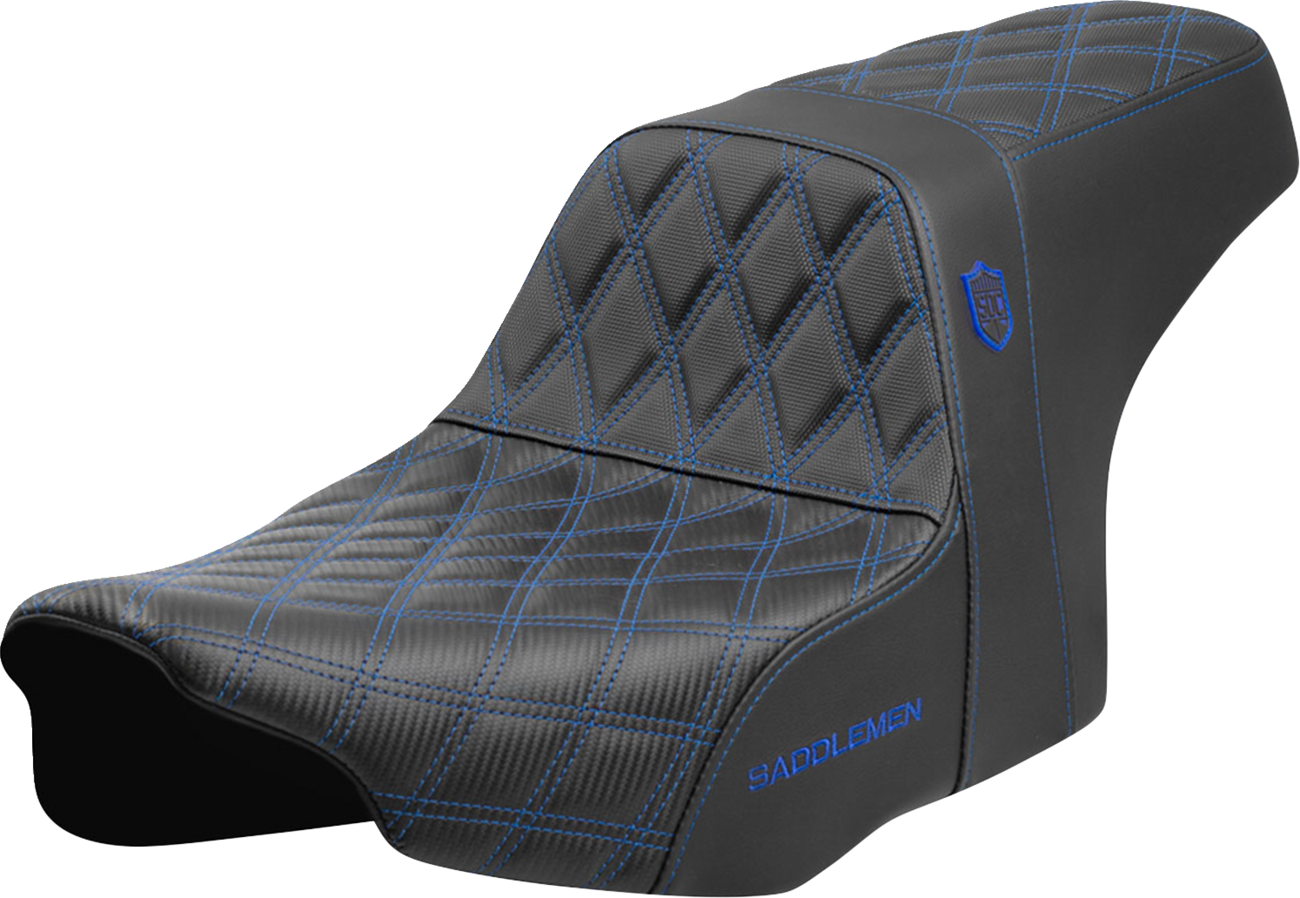 SADDLEMEN Pro Series SDC Performance Seat - Blue Stitching - w/o Backrest - FLT/FLH '23-'24