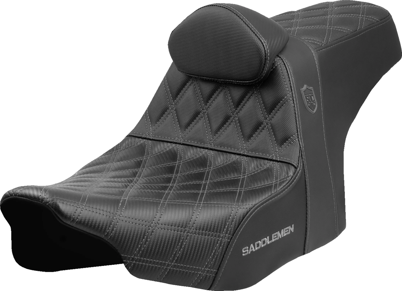 SADDLEMEN Pro Series SDC Performance Seat - Gray Stitching - w/ Backrest - FLT/FLH '23-'25