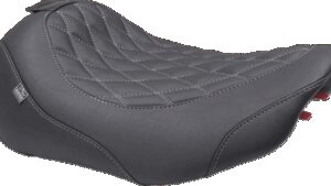 MUSTANG Wide Tripper™ Seat - Solo - Gun Metal Stitching - FLT/FLH '23-'25