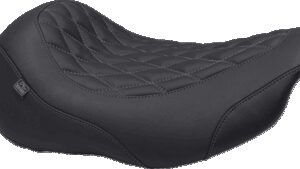 MUSTANG Wide Tripper™ Seat - Solo - Gun Metal Stitching - FLT/FLH '23-'25
